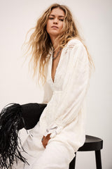 Jacquard Midi Dress Prisco Off-White