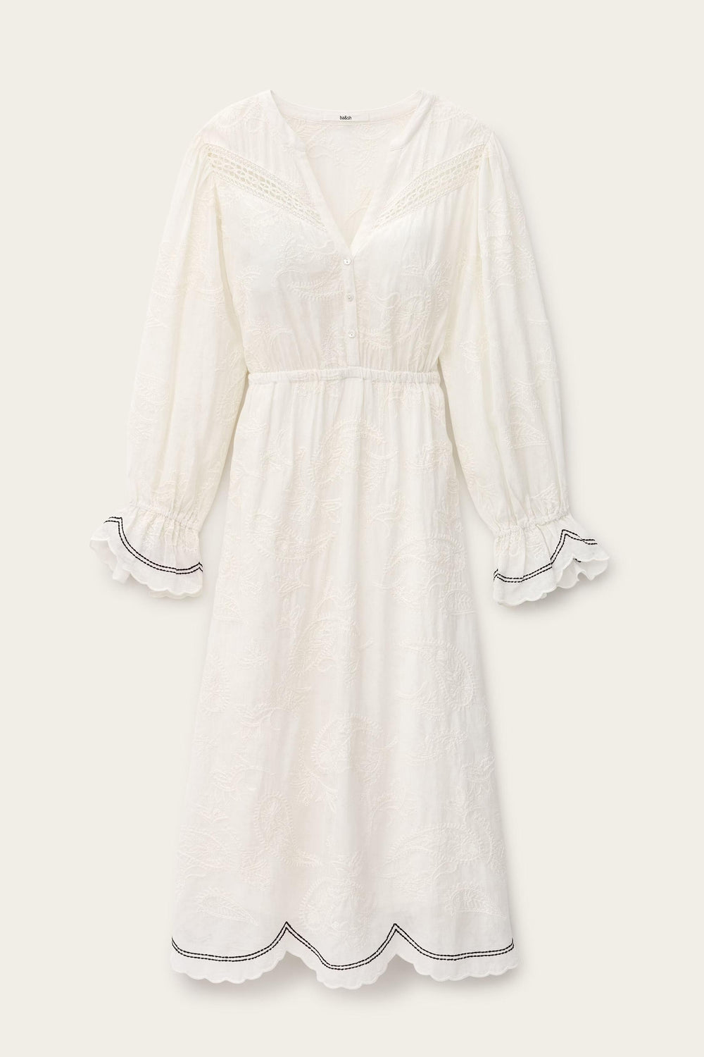 Jacquard Midi Dress Prisco Off-White