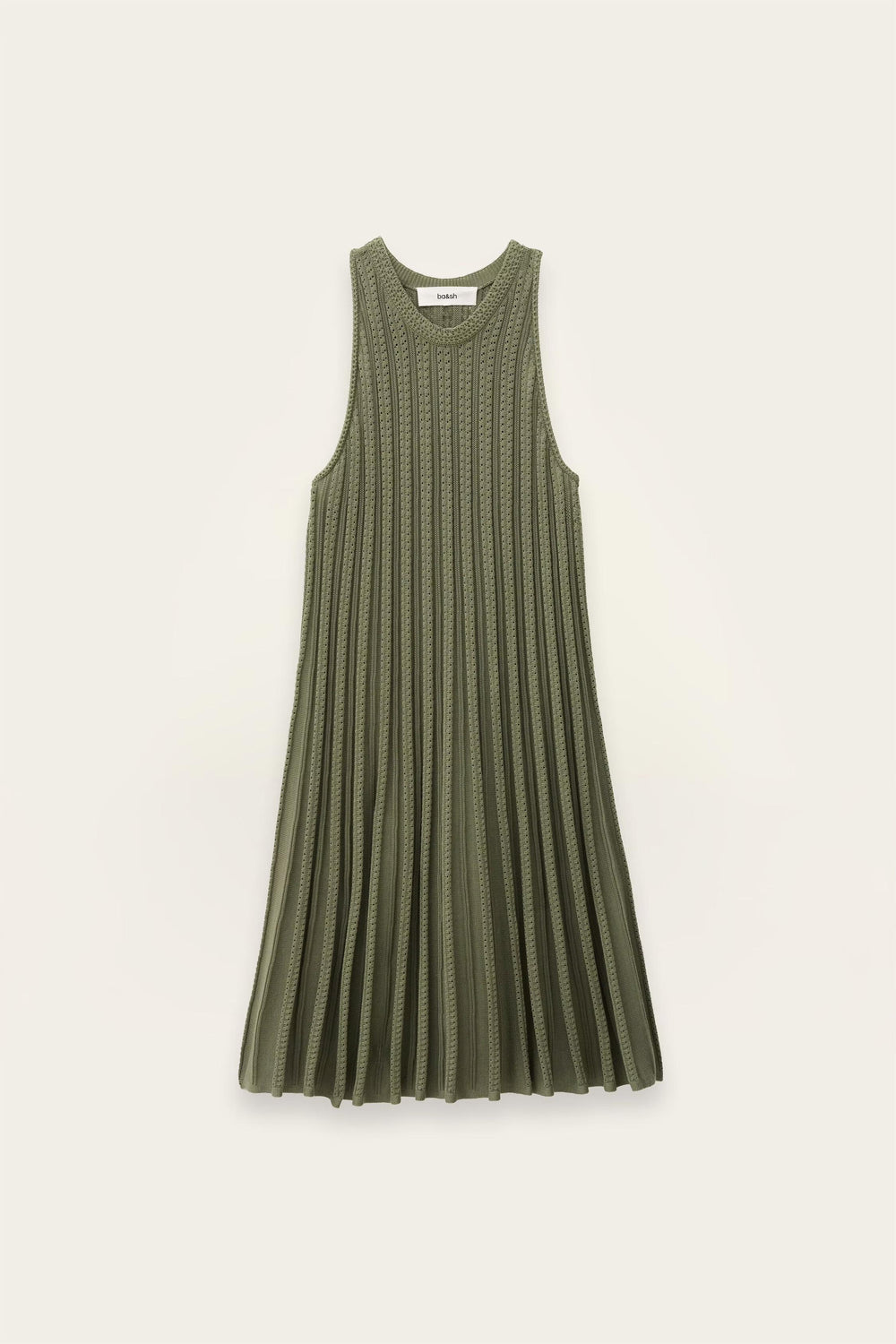 Pleated Sleeveless Knit Dress Sinnta Green