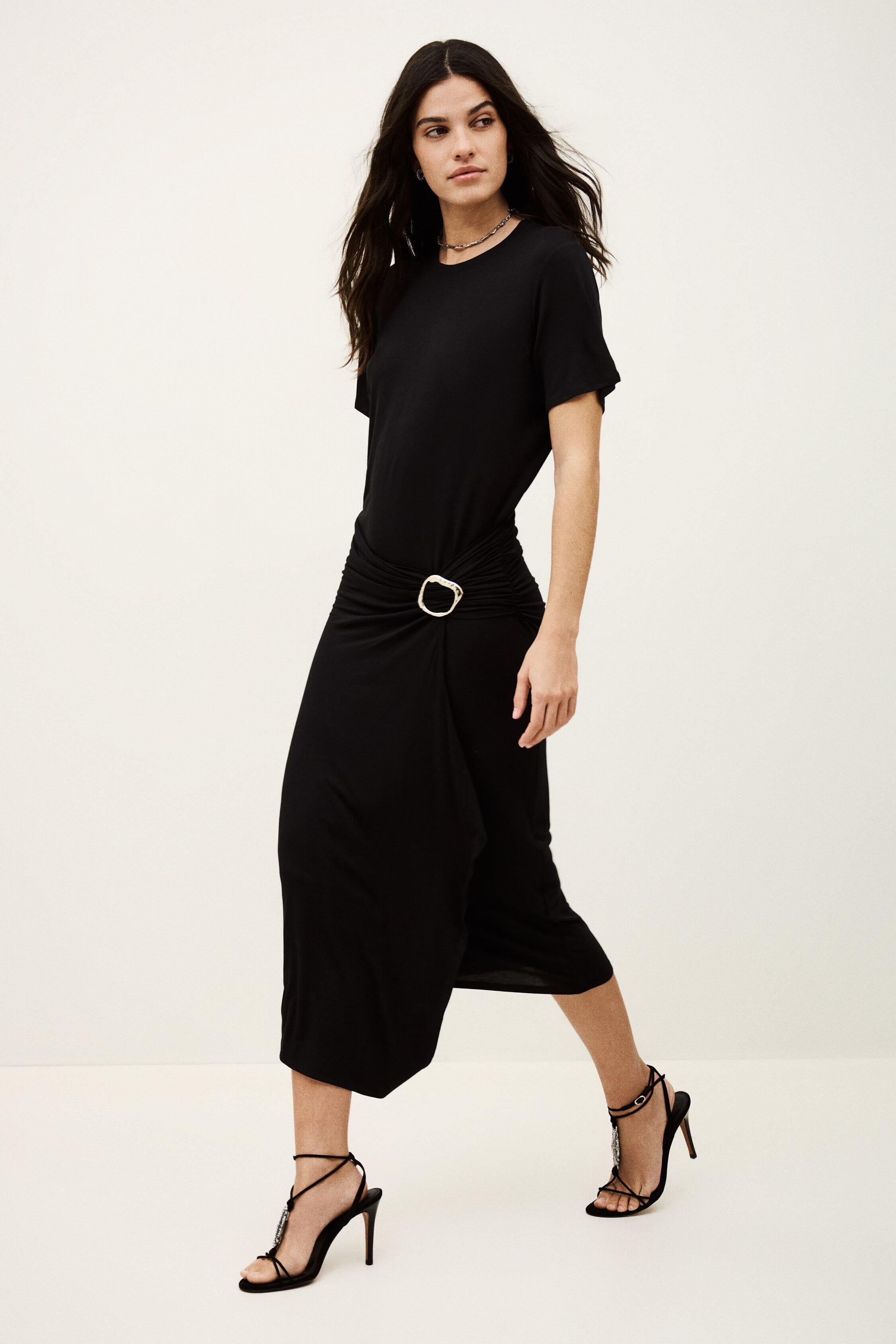 Draped Midi Dress Galtea Black