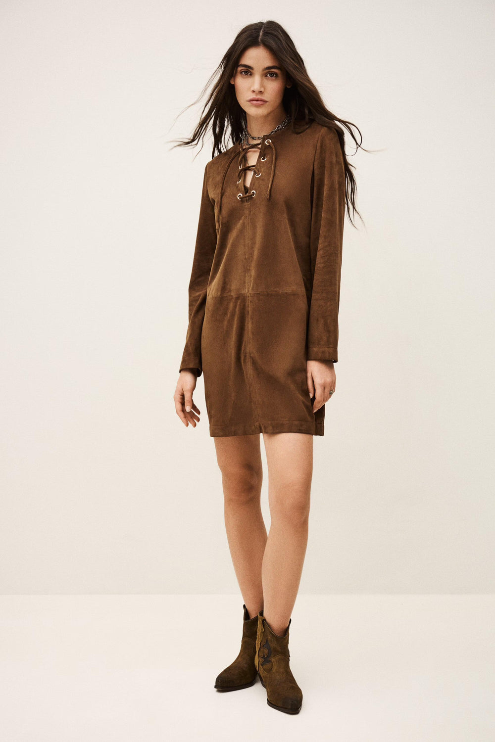 Suede Mini Dress Seda Brown