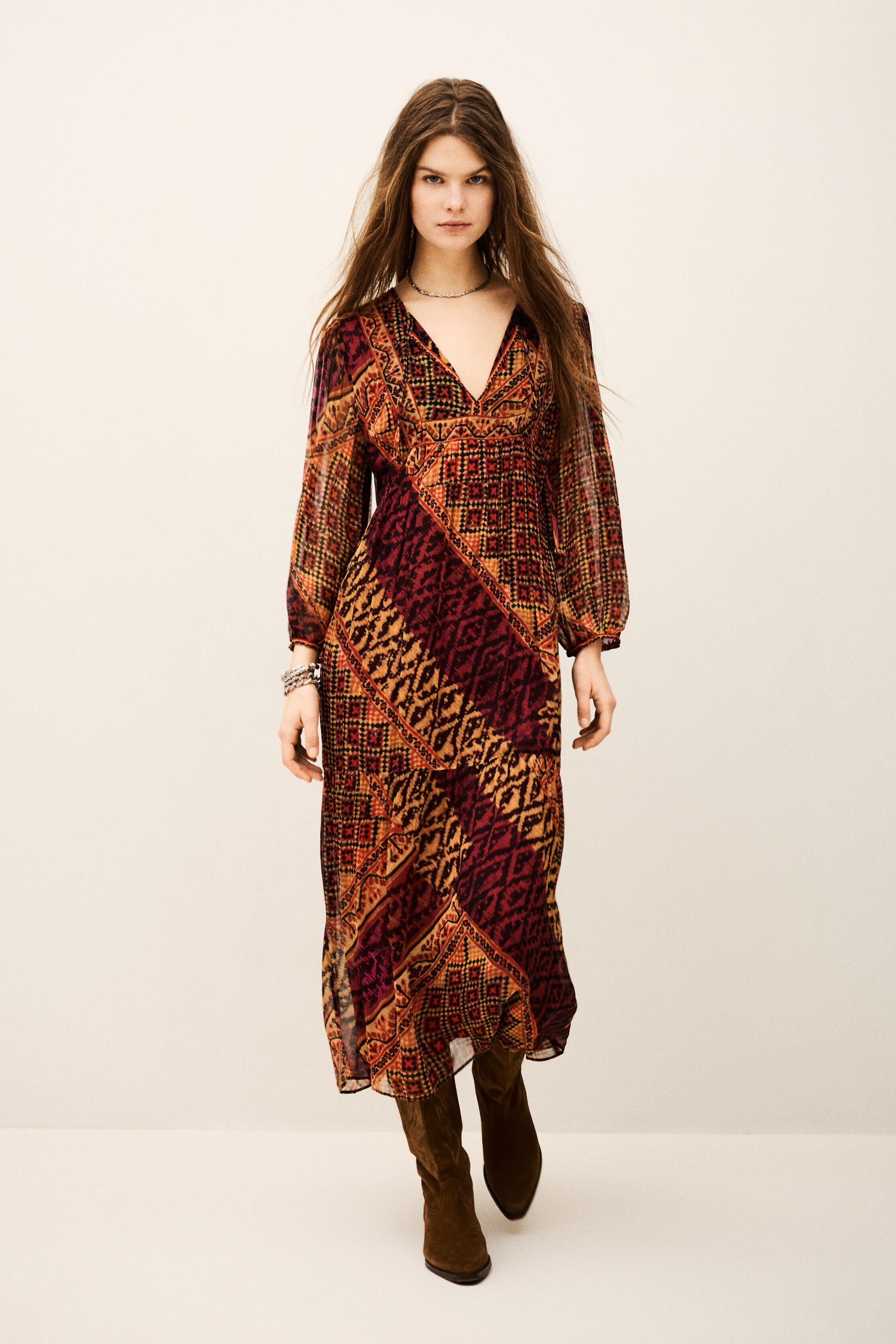 Loose-Fit Midi Dress Oria Red