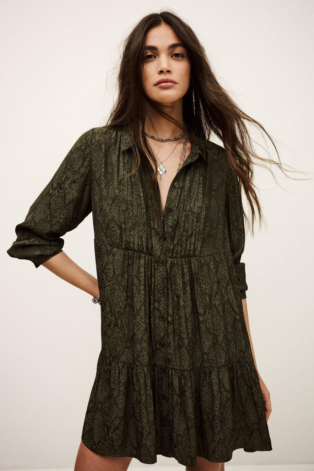 Mini Shirt Dress Rosyna Green