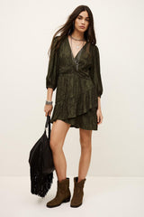 Patterned Mini Dress Romea Green