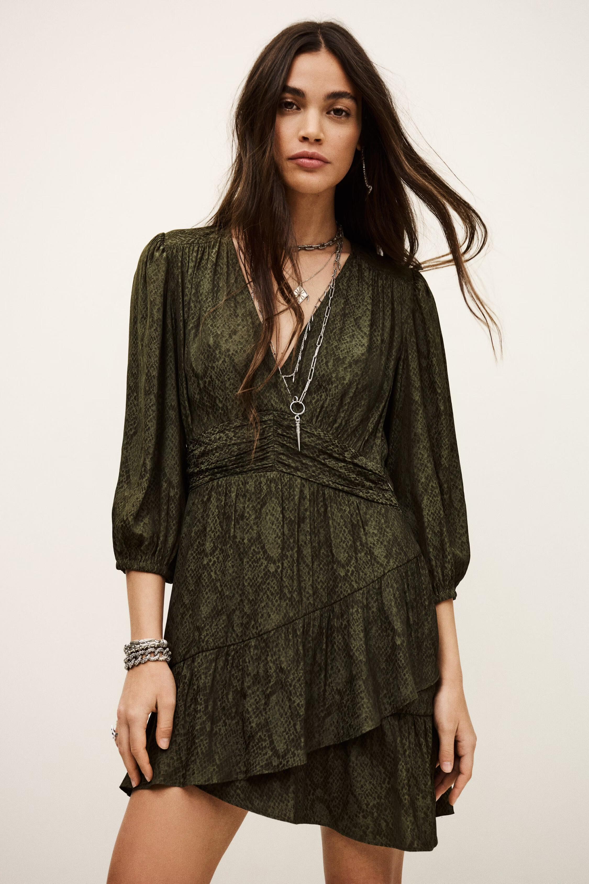 Patterned Mini Dress Romea Green