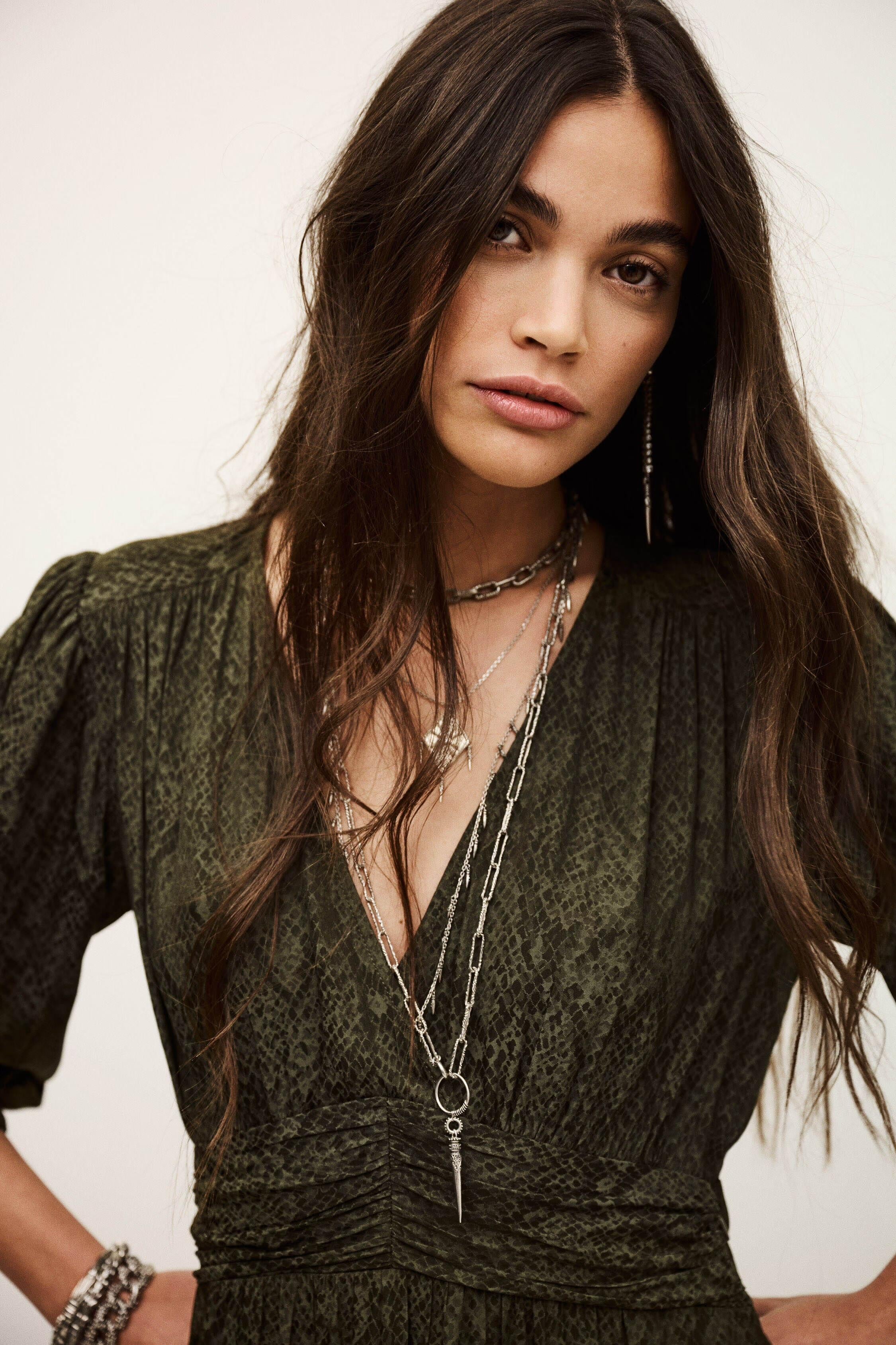 Patterned Mini Dress Romea Green