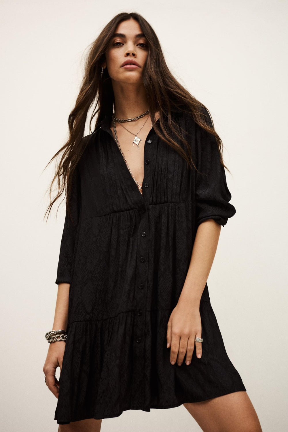 Mini Shirt Dress Rosyna Black