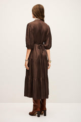 Short Gathered Dress Cleli Brown