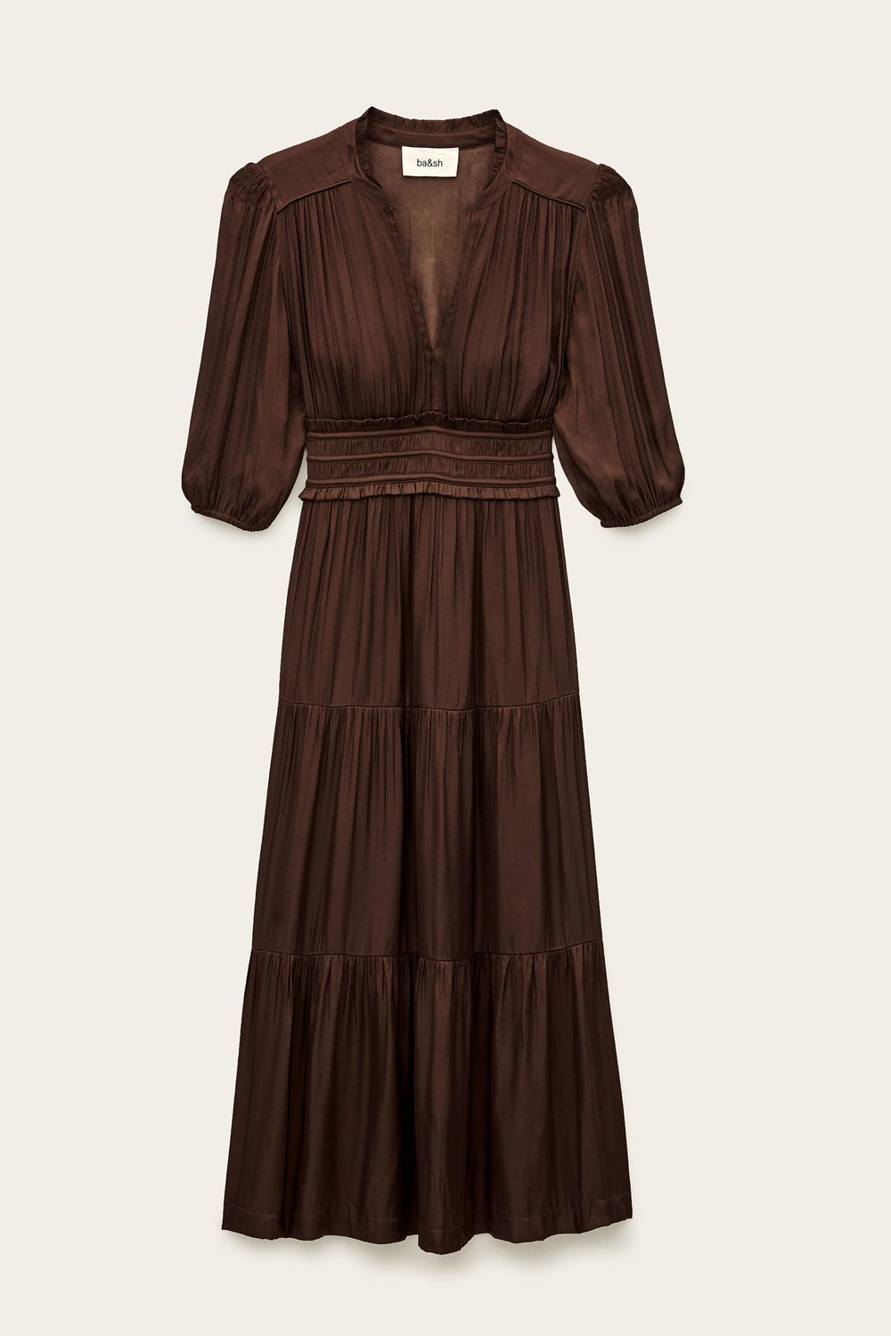 Short Gathered Dress Cleli Brown