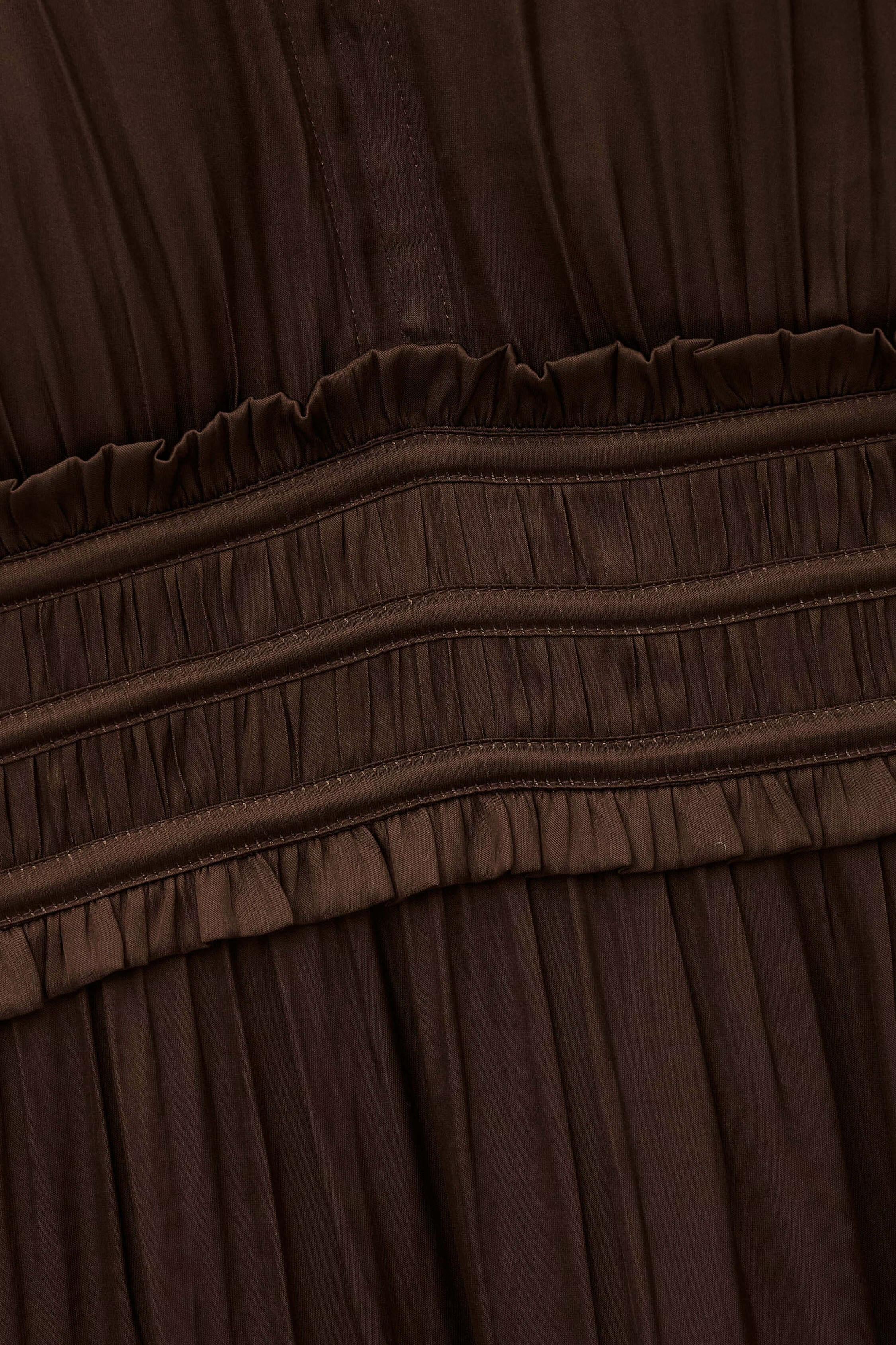 Short Gathered Dress Cleli Brown