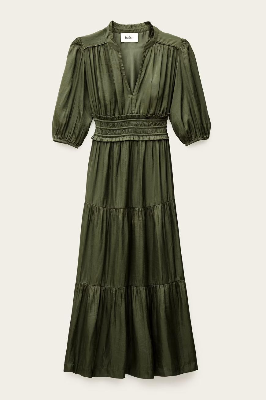 Short Gathered Dress Cleli Green