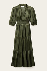 Short Gathered Dress Cleli Green