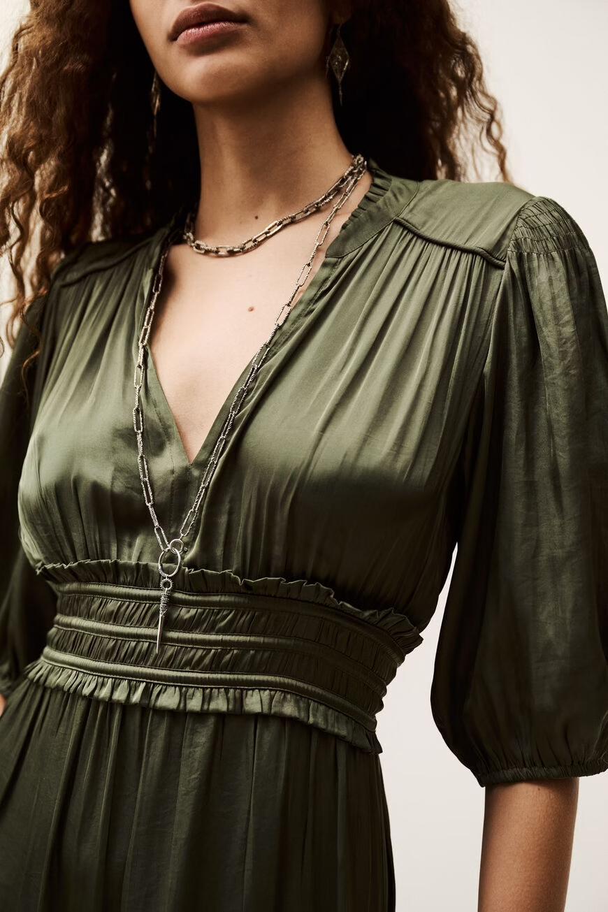 Short Gathered Dress Cleli Green