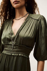 Short Gathered Dress Cleli Green