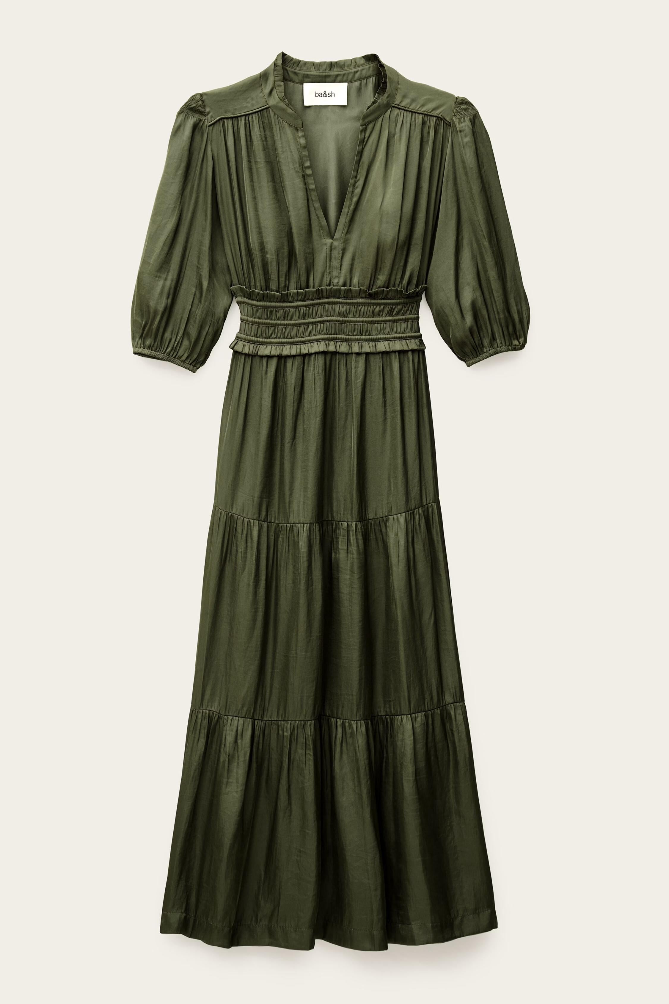 Short Gathered Dress Cleli Green