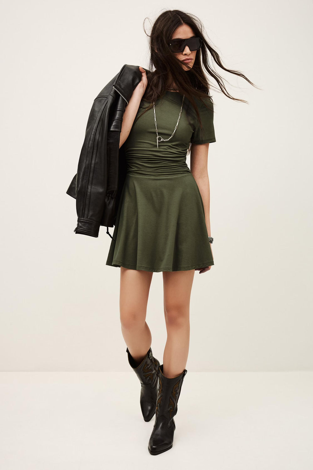 Patterned Mini Dress Aura Green