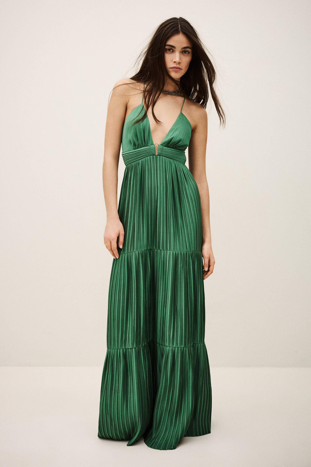 Satin Maxi Dress Wasta Green