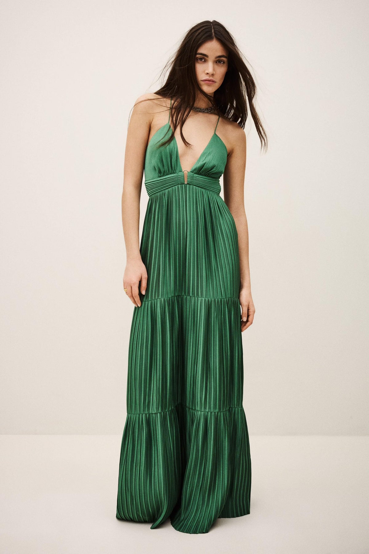 Satin Maxi Dress Wasta Green