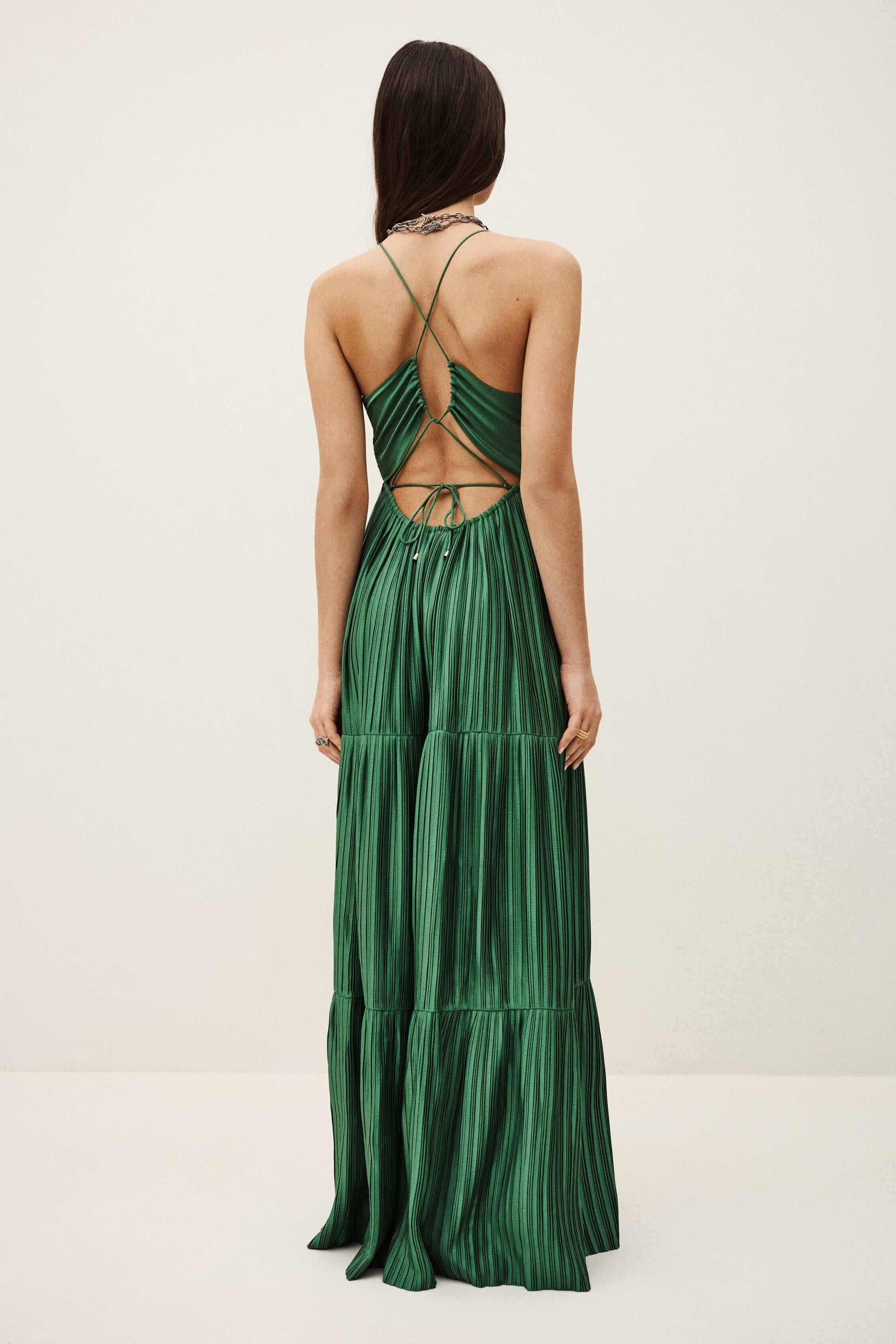 Satin Maxi Dress Wasta Green