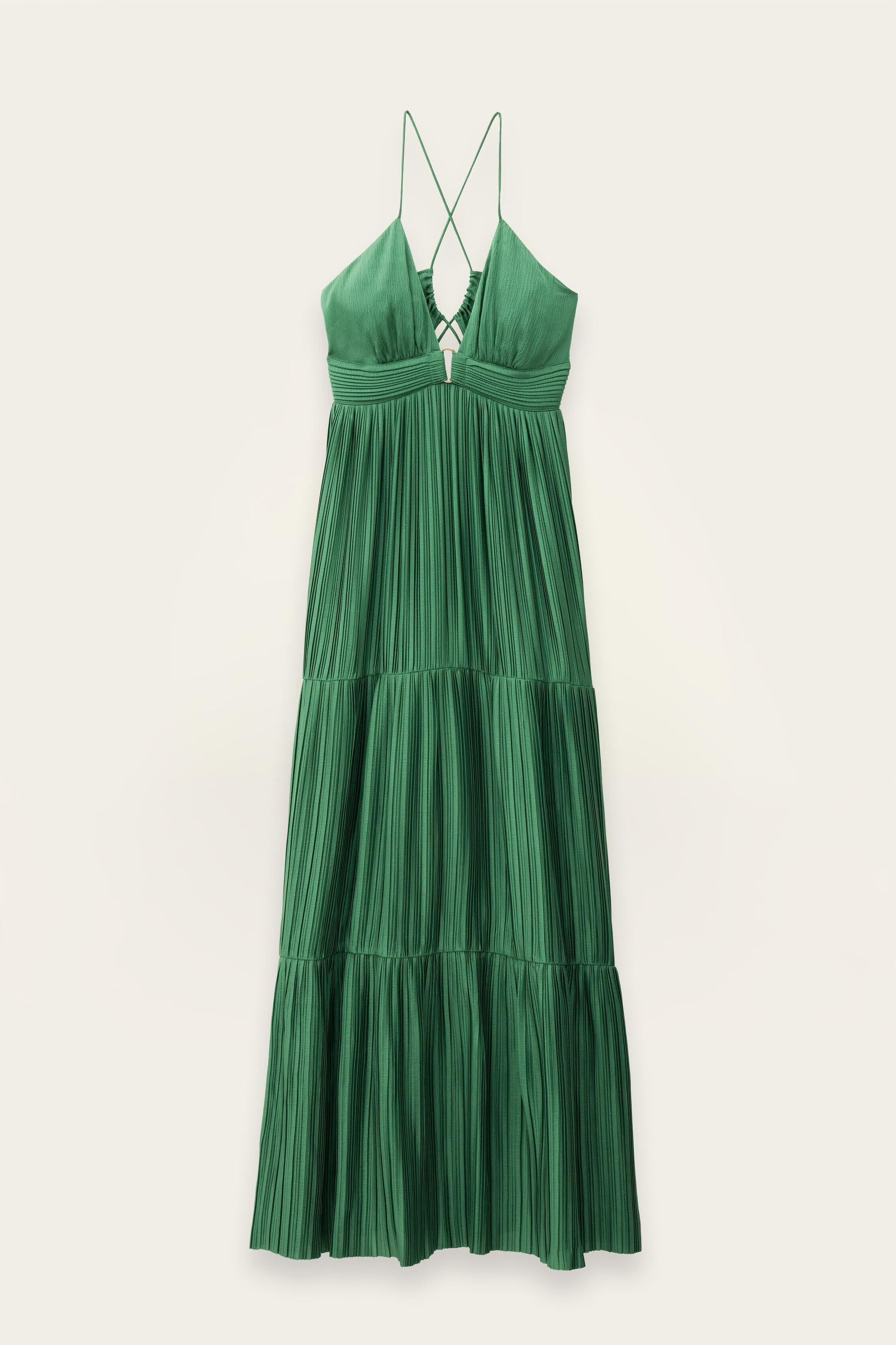 Satin Maxi Dress Wasta Green