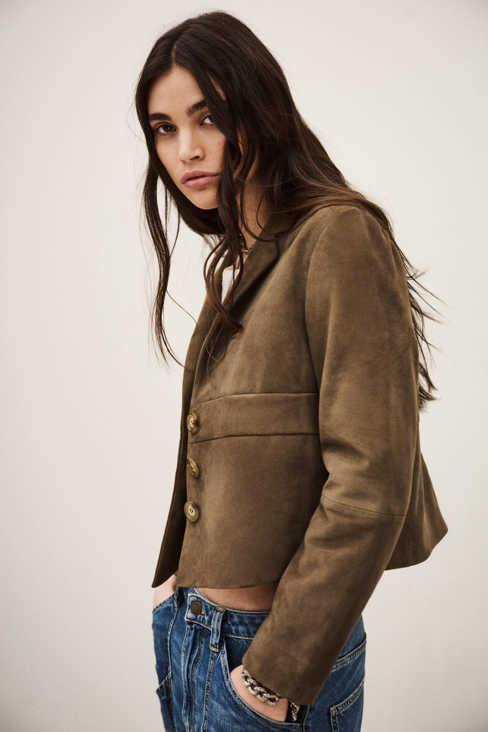 Suede Leather Jacket Morfeo Green