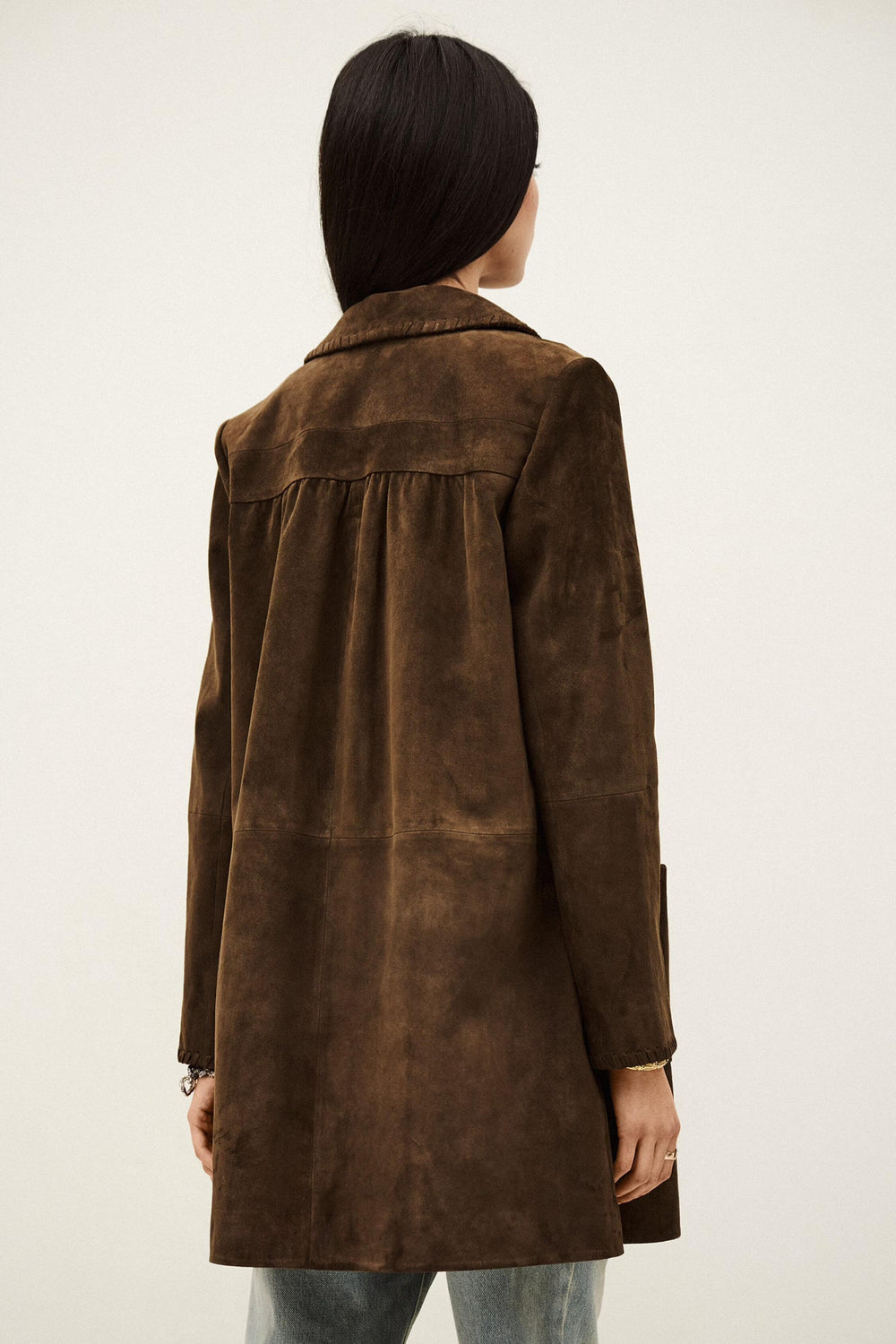 Long Suede Coat Maena Brown