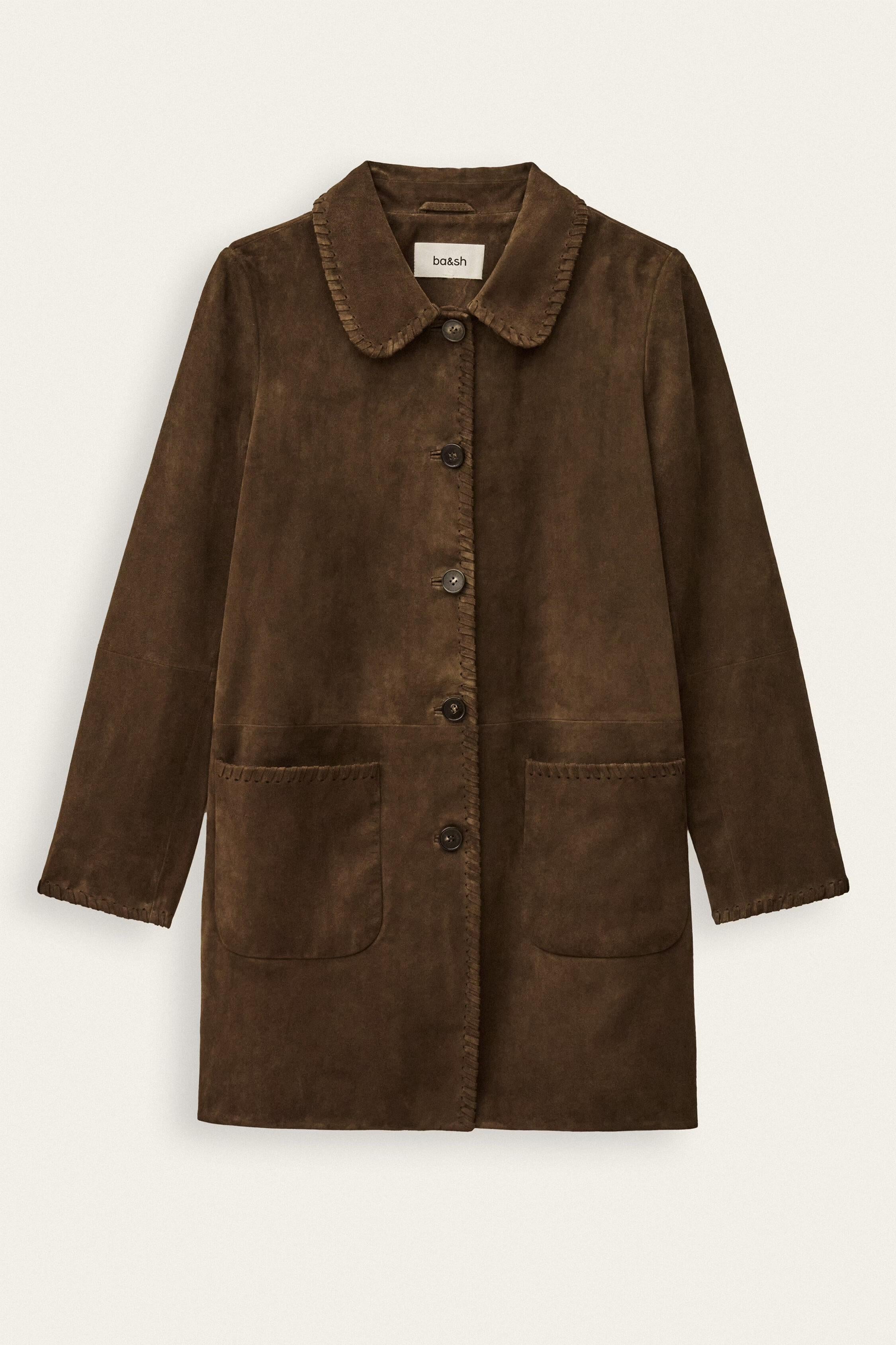 Long Suede Coat Maena Brown