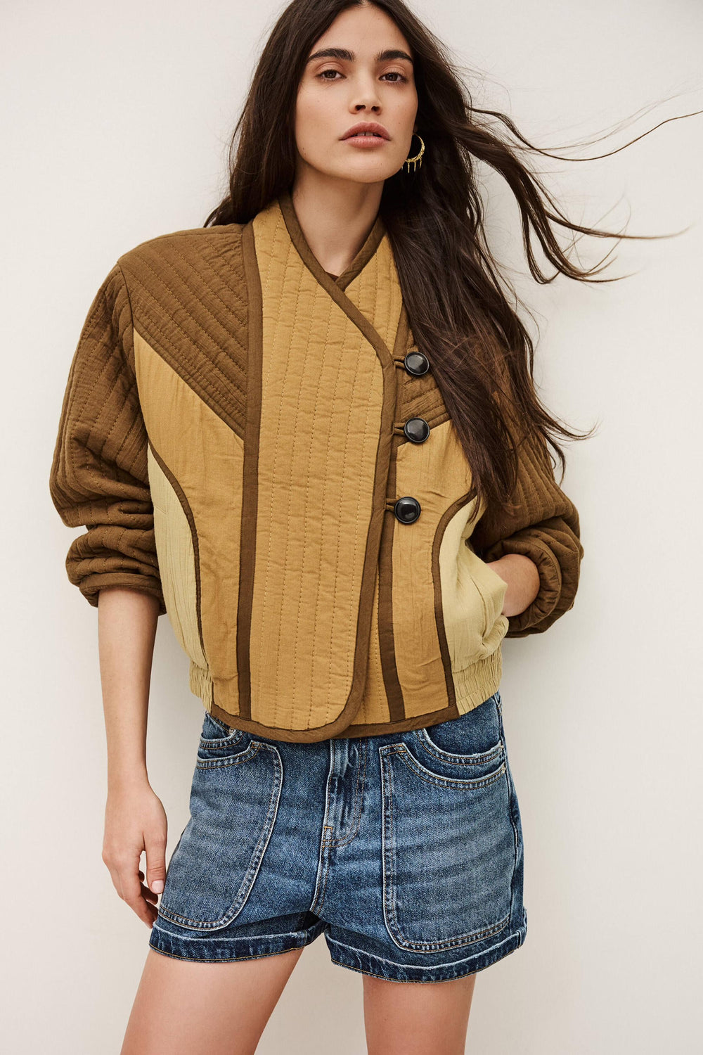 Asymmetric Pocket Jacket Cisca Brown