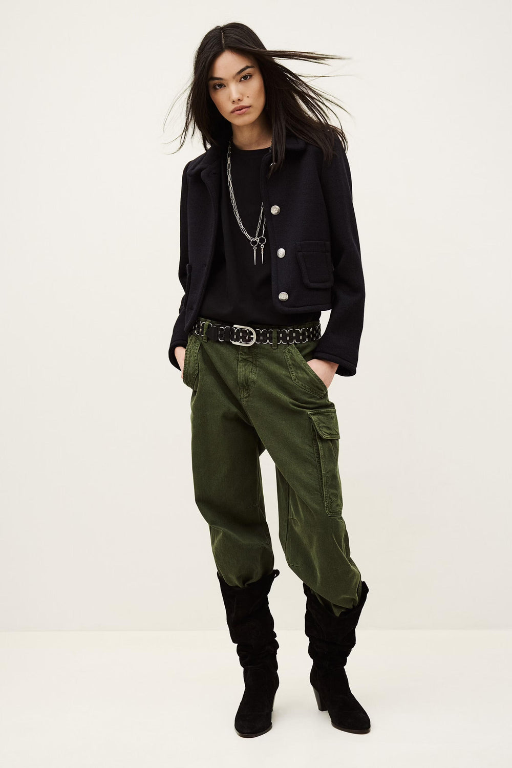 Cropped Fitted Jacket Beradith Blue