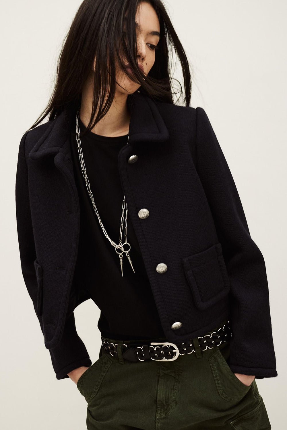 Cropped Fitted Jacket Beradith Blue