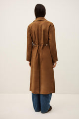 Long Leather Coat Matte Brown