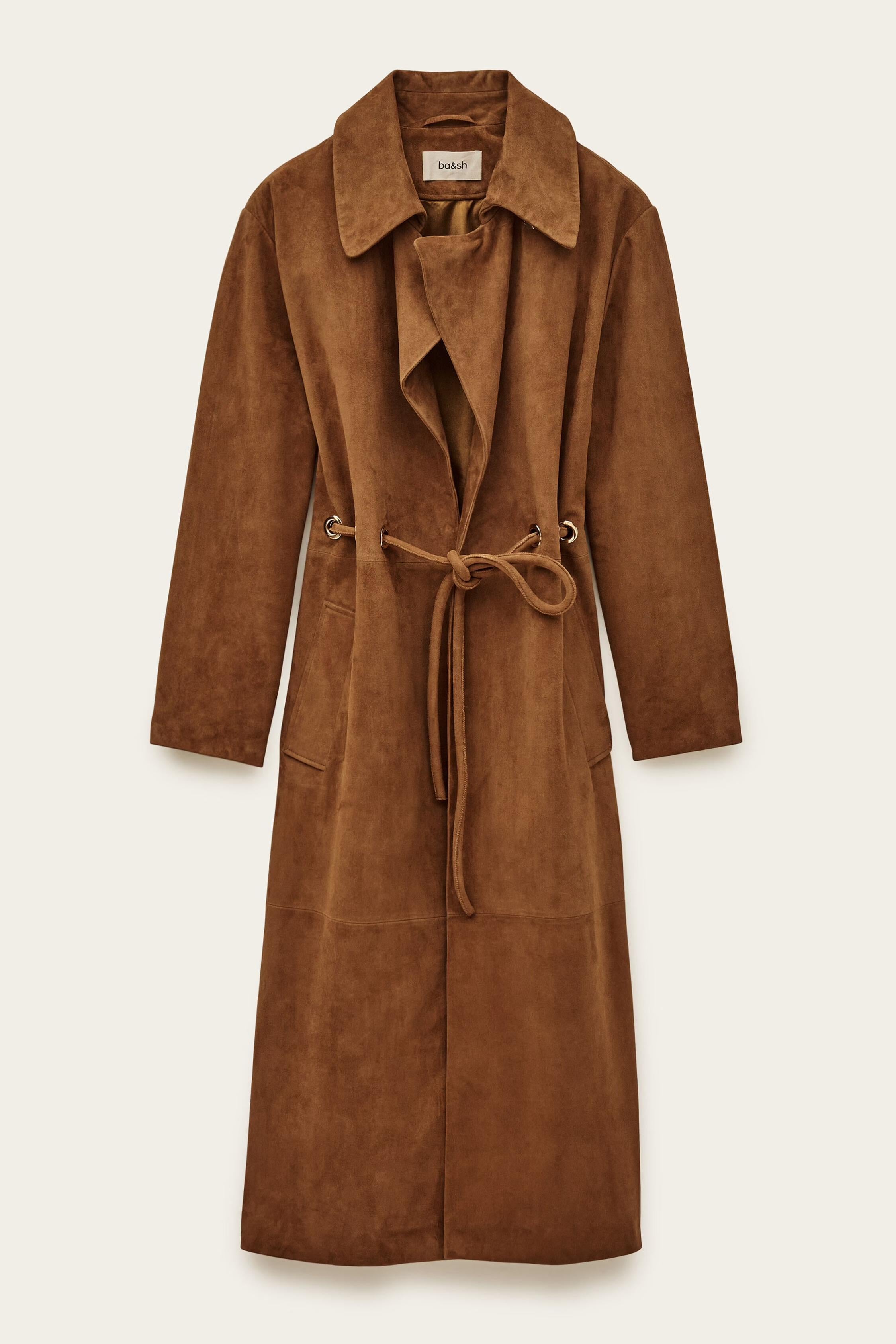 Long Leather Coat Matte Brown