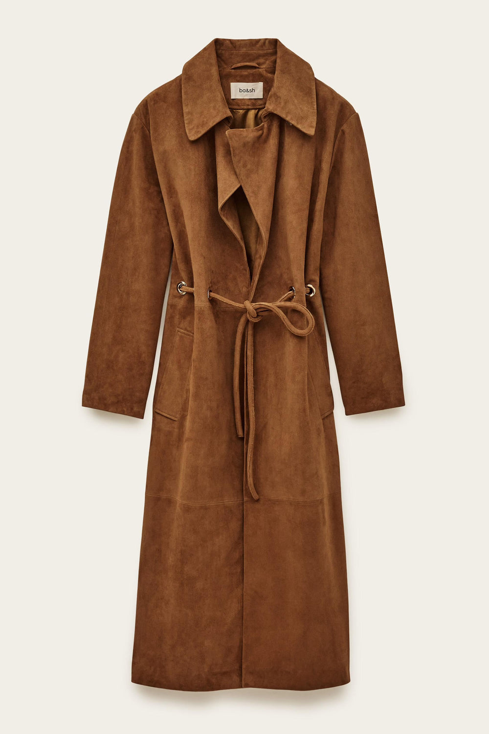 Long Leather Coat Matte Brown