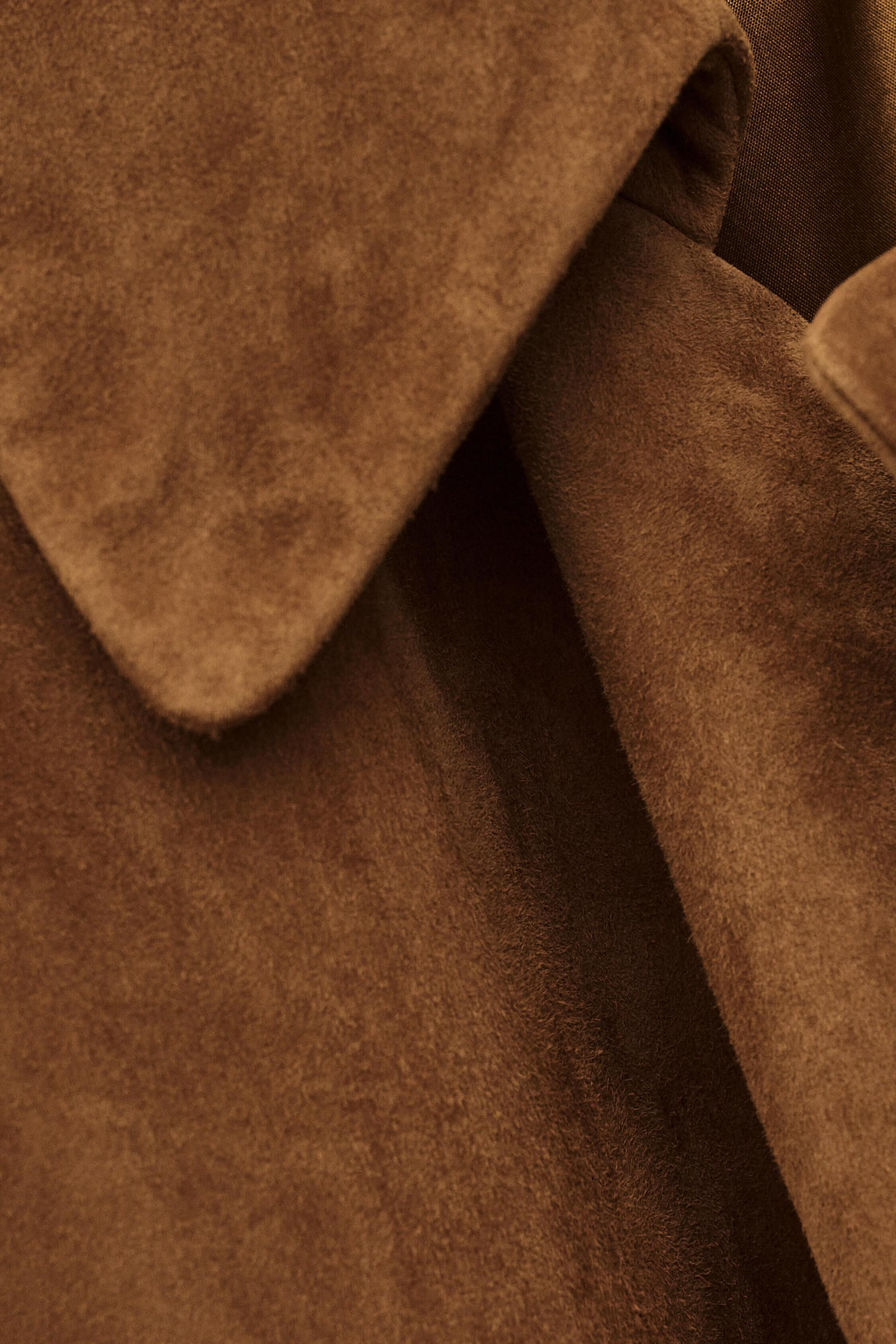 Long Leather Coat Matte Brown