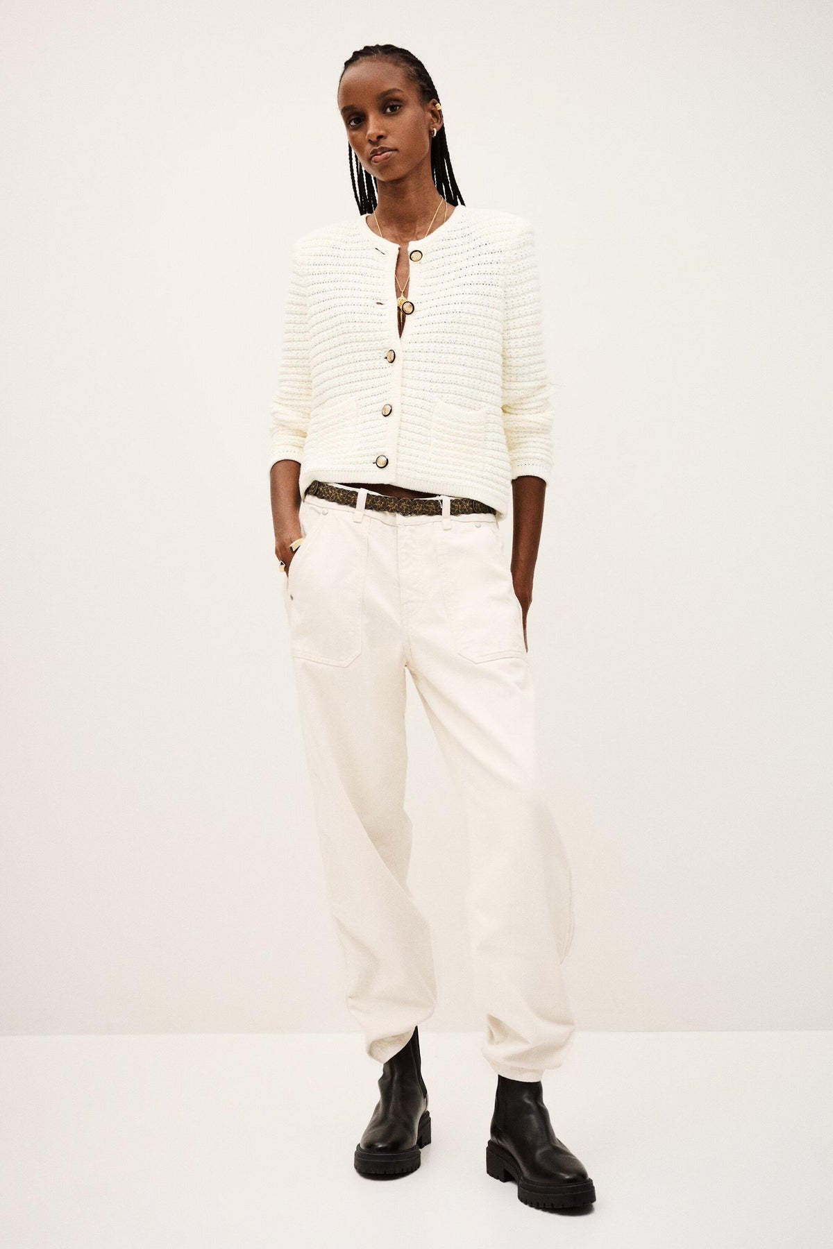 Decorative Knit Cardigan Gaspard Off-White