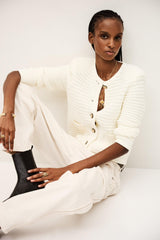 Decorative Knit Cardigan Gaspard Off-White