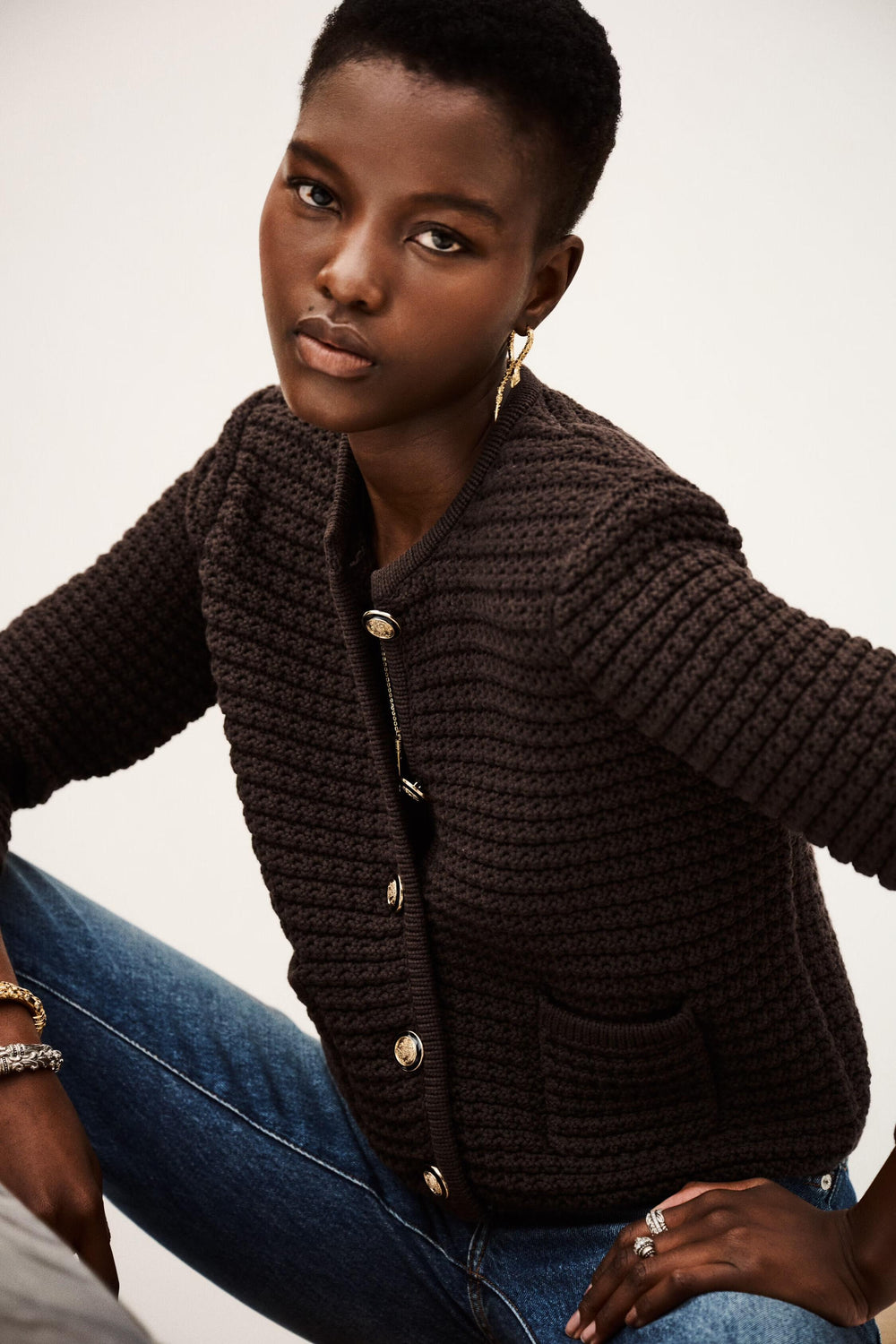 Long-Sleeved Cardigan Gaspard Brown