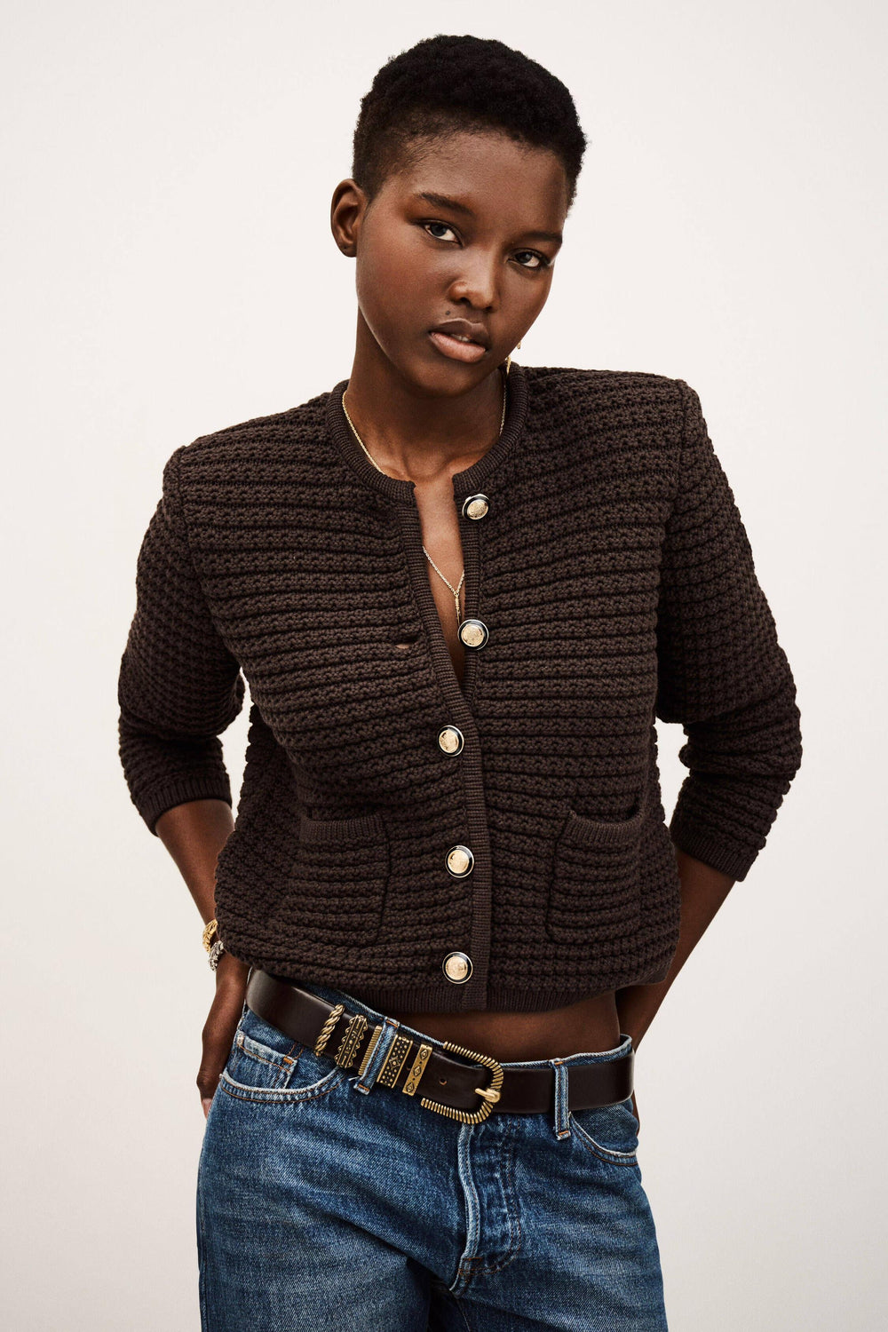 Long-Sleeved Cardigan Gaspard Brown