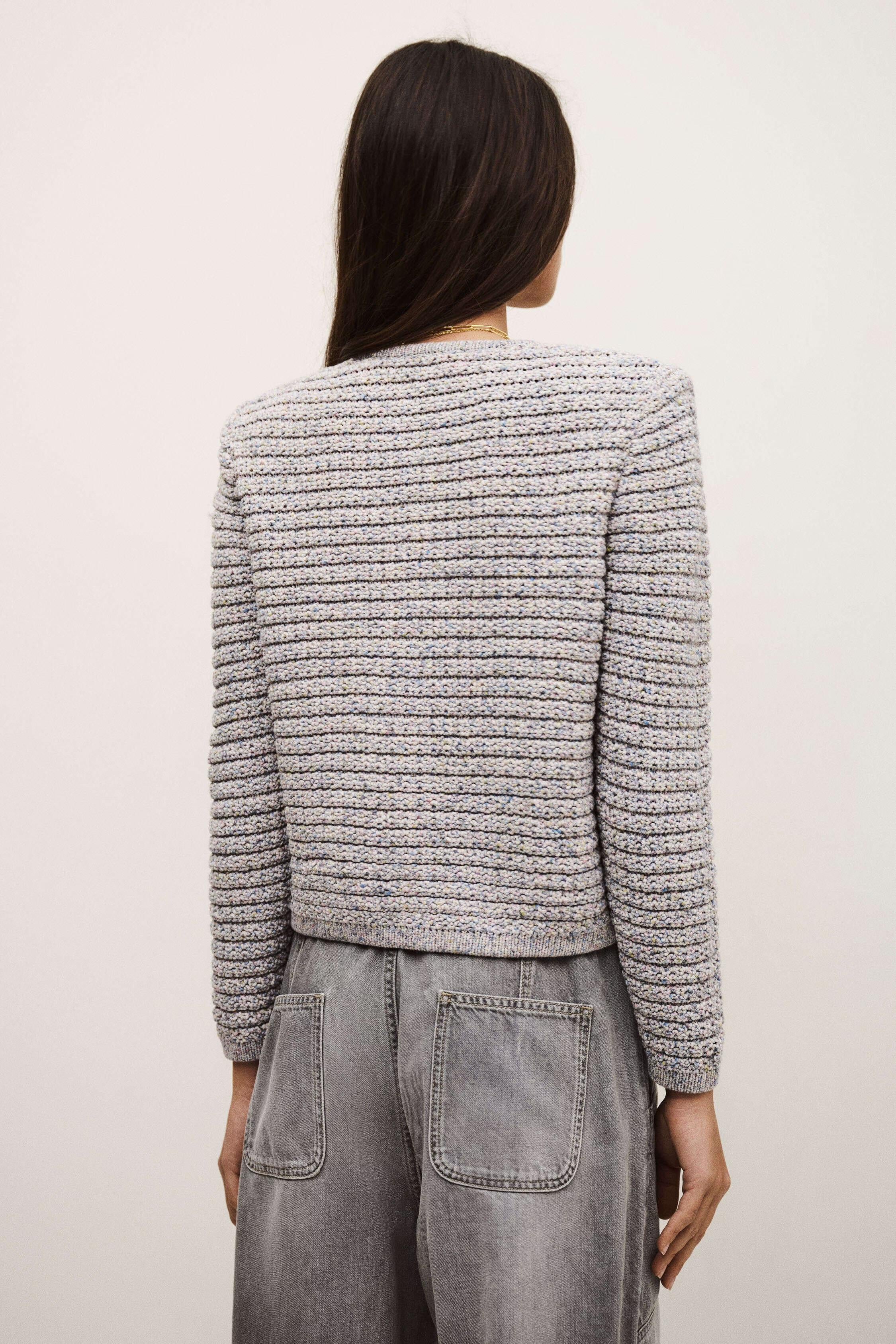 Cropped Button-Up Cardigan Guspa Multicolored