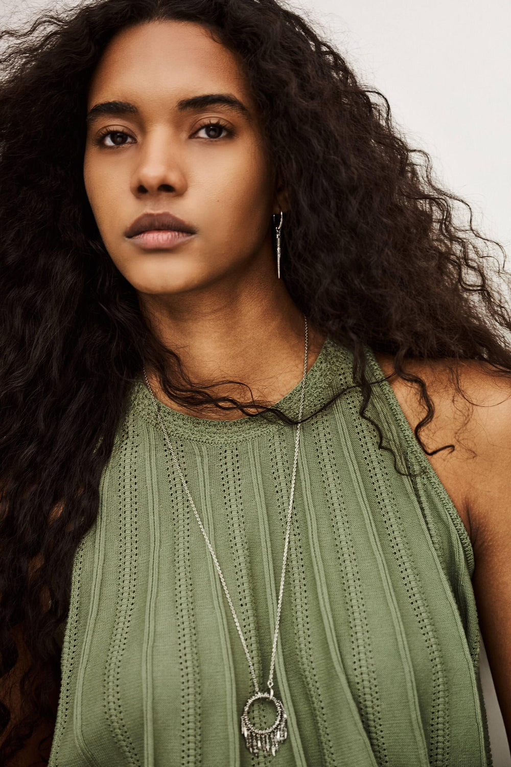 Open-Knit Sleeveless Top Serres Green