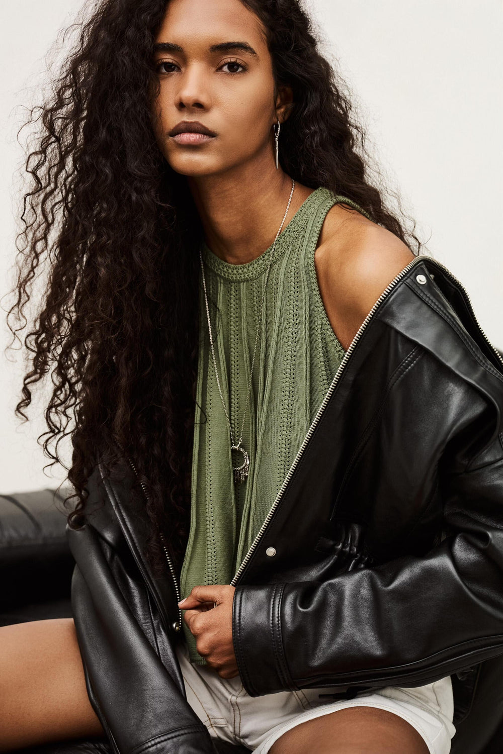 Open-Knit Sleeveless Top Serres Green