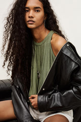 Open-Knit Sleeveless Top Serres Green