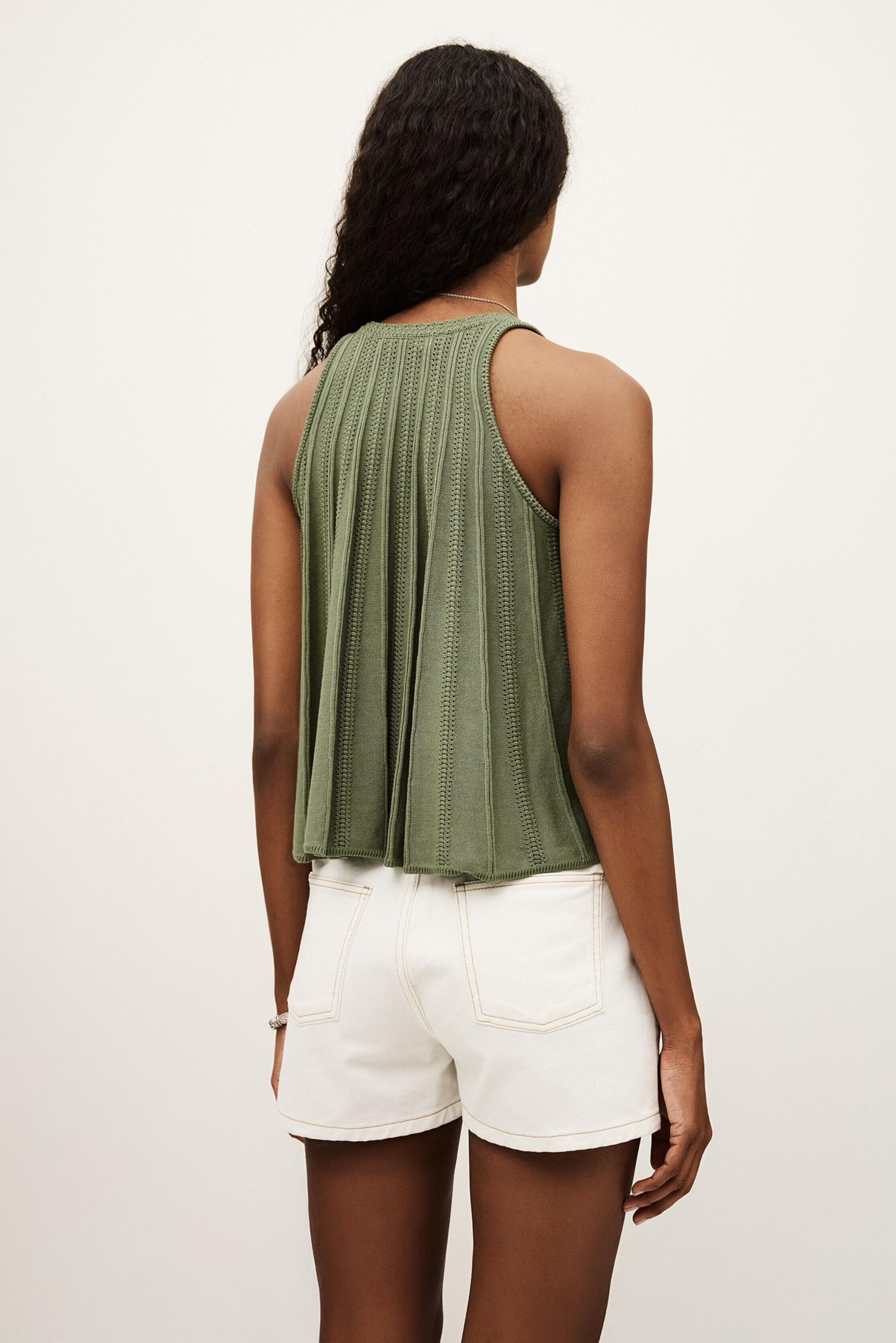 Open-Knit Sleeveless Top Serres Green