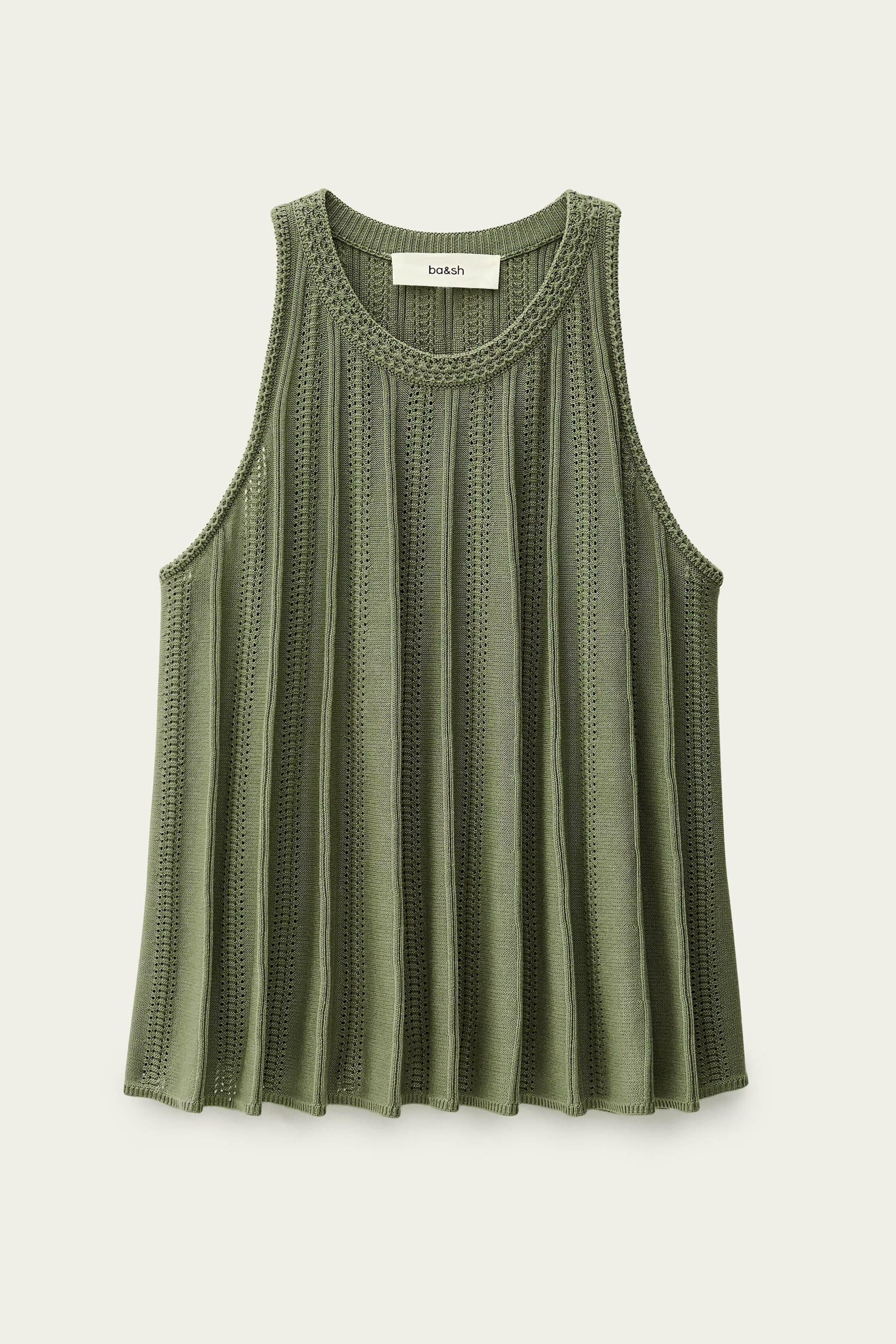 Open-Knit Sleeveless Top Serres Green