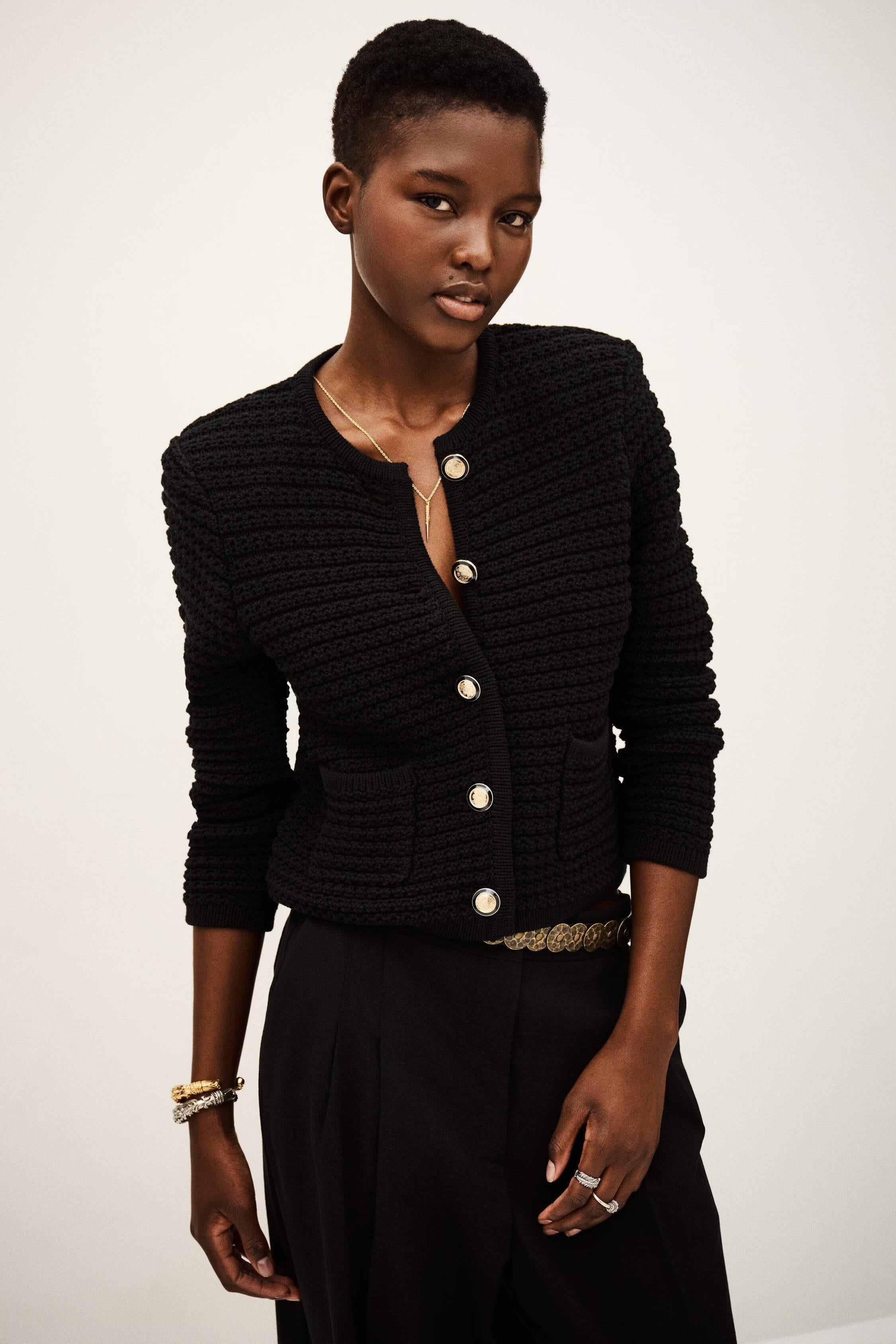 Decorative Knit Cardigan Gaspard Black