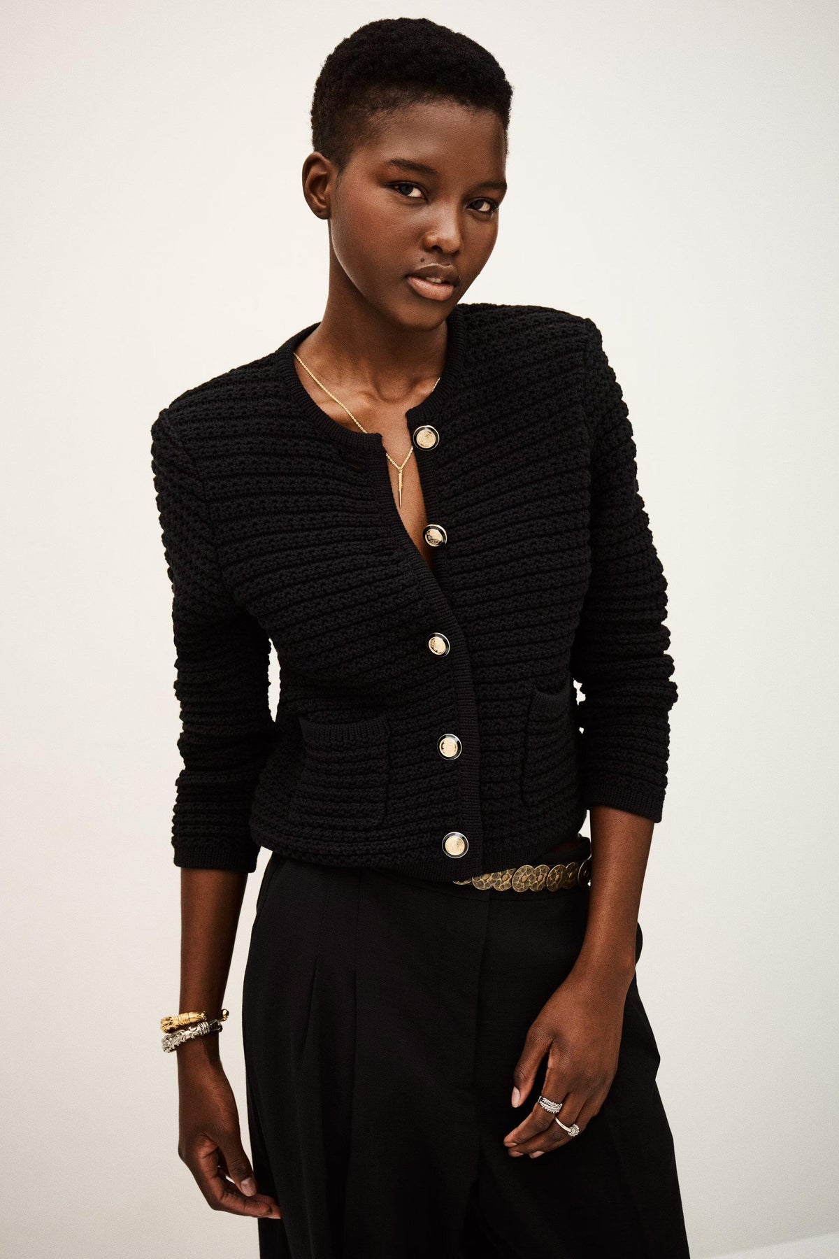 Decorative Knit Cardigan Gaspard Black