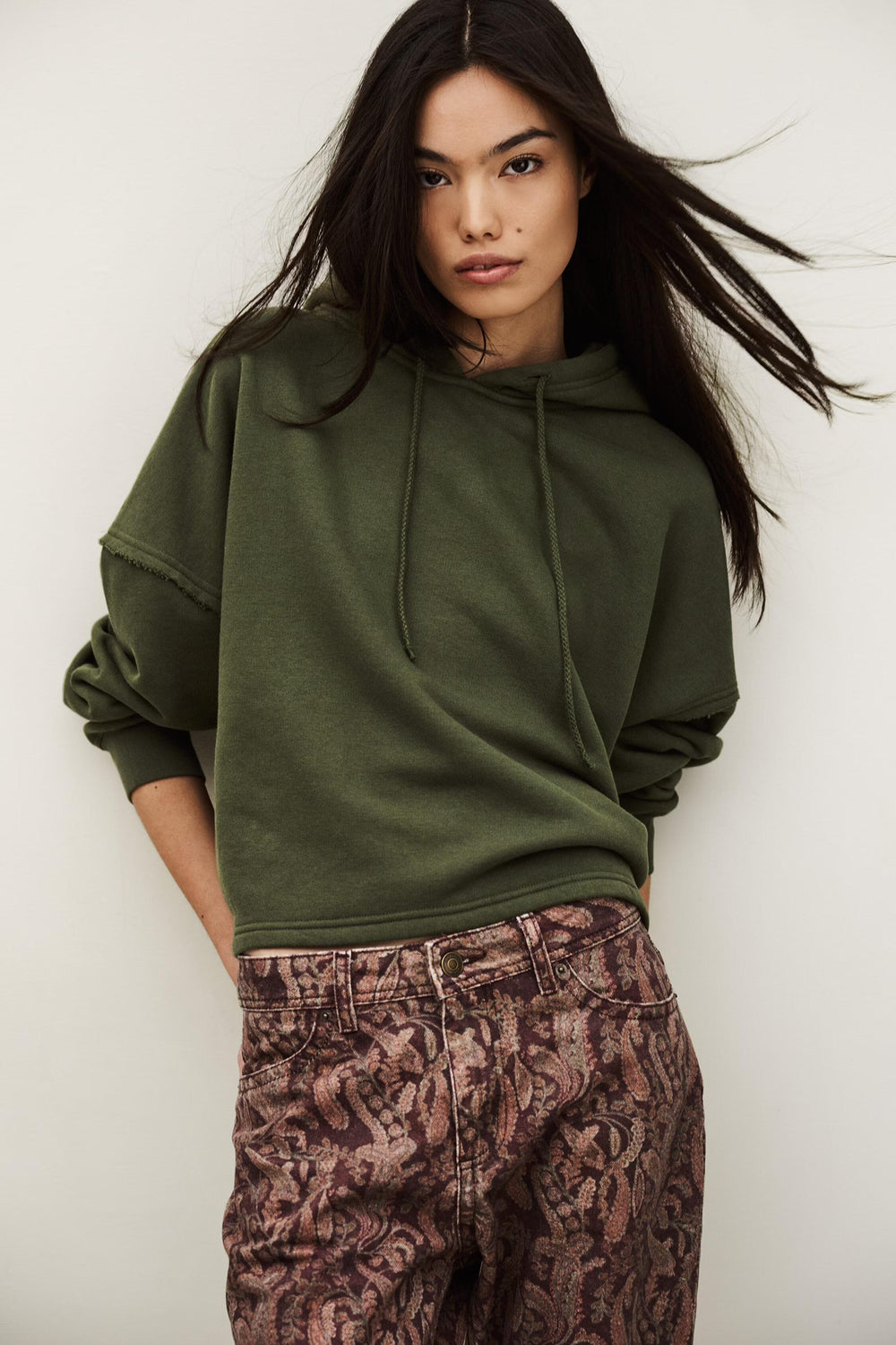 Loose-Fit Hooded Sweatshirt Moby Green