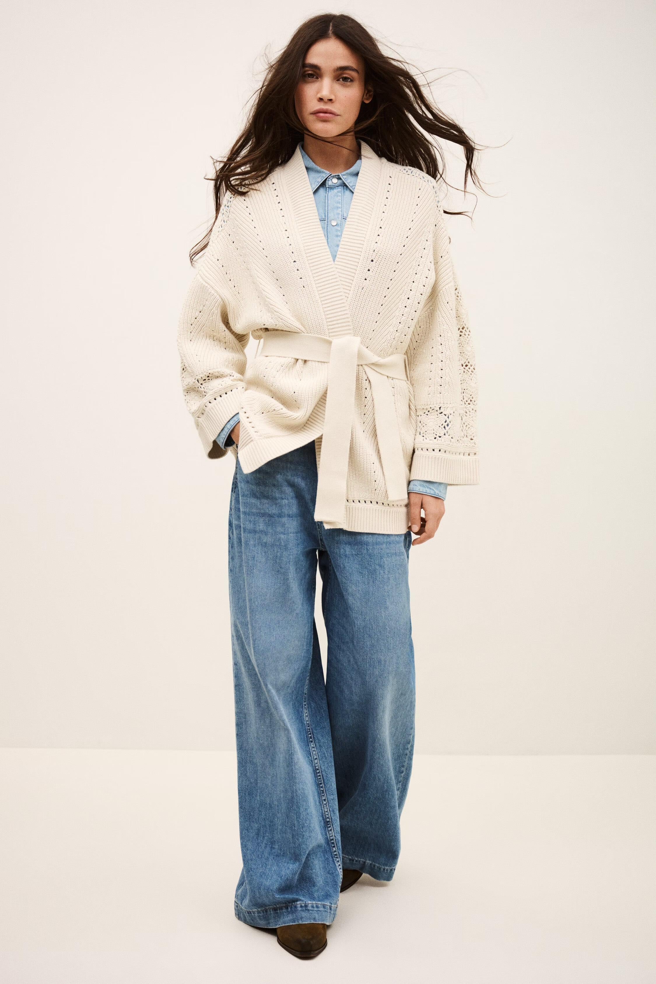 Long Knit Cardigan Perine Off-White