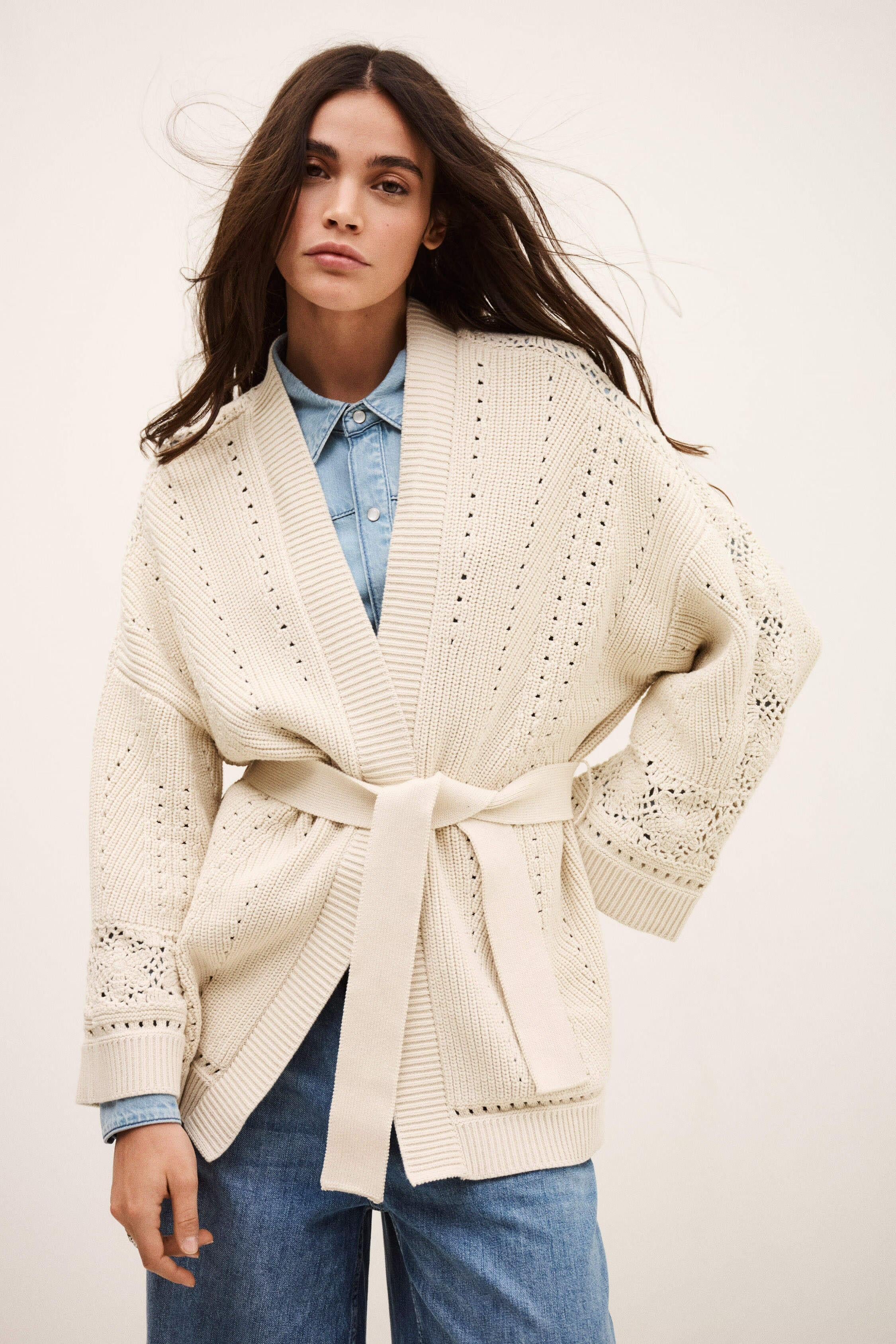 Long Knit Cardigan Perine Off-White