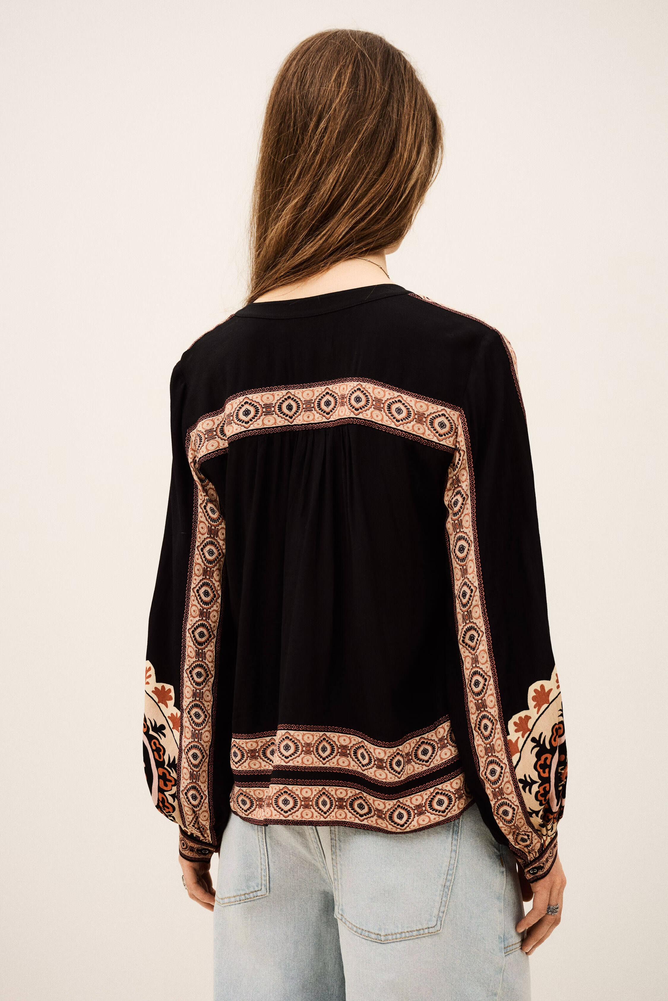 Loose Patterned Shirt Valda Gray